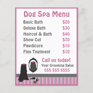 Cute Pink Dog Grooming Spa Menu