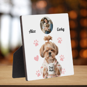 Cute Pink Dog Mum Photo Name Plaque