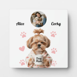 Cute Pink Dog Mum Photo Name Plaque