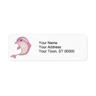 cute pink dolphin return address label