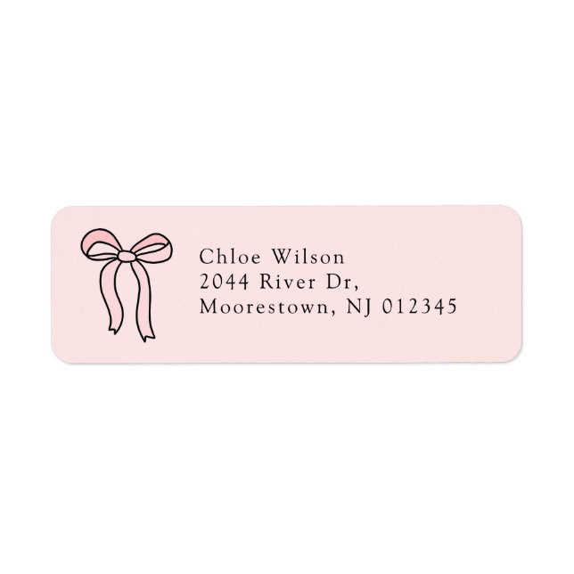 Cute Pink Doodle Bow Return Address  Label (Front)