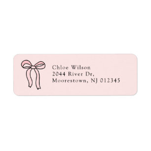 Cute Pink Doodle Bow Return Address  Return Address Label