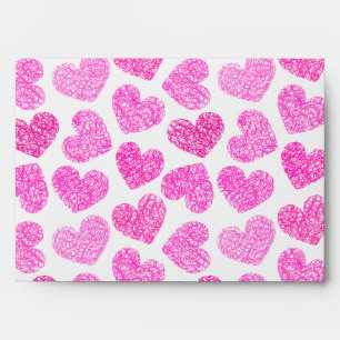 Cute Pink Doodled Heart Valentine's Day Pattern Envelopes