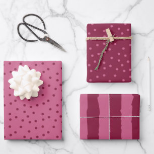 Cute Pink Dots And Stripes  Wrapping Paper Sheet