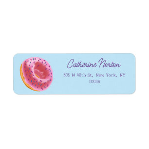Cute Pink Doughnut Baby Shower Address Return Address Label