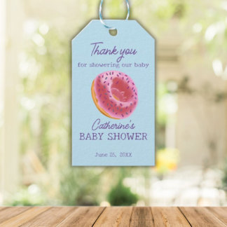 Cute Pink Doughnut Baby Shower Gift Tags