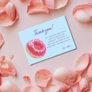 Cute Pink Doughnut Baby Shower Thank You Card