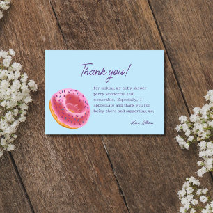 Cute Pink Doughnut Baby Shower  Thank You Card