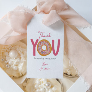 Cute Pink Doughnut Birthday Party Favour Gift Tags