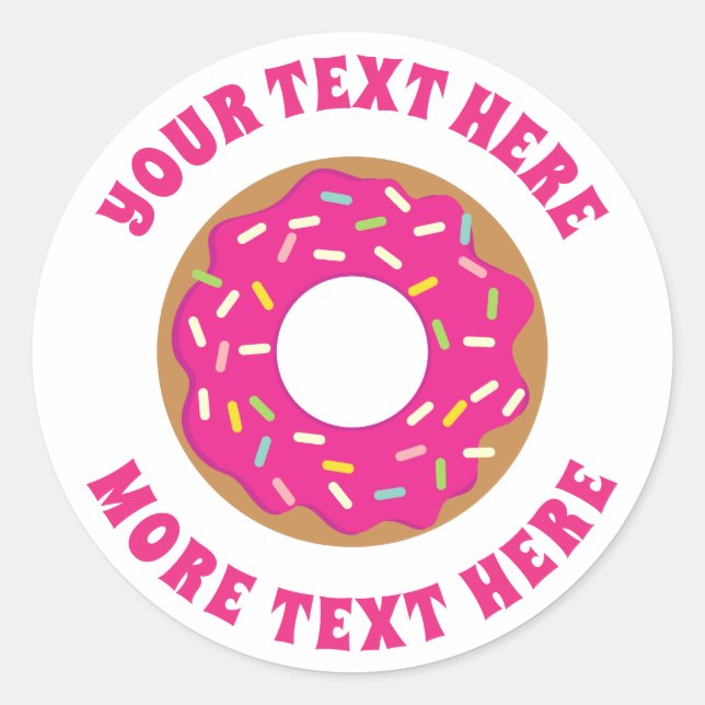Cute pink doughnut Birthday party stickers & seale (Front)