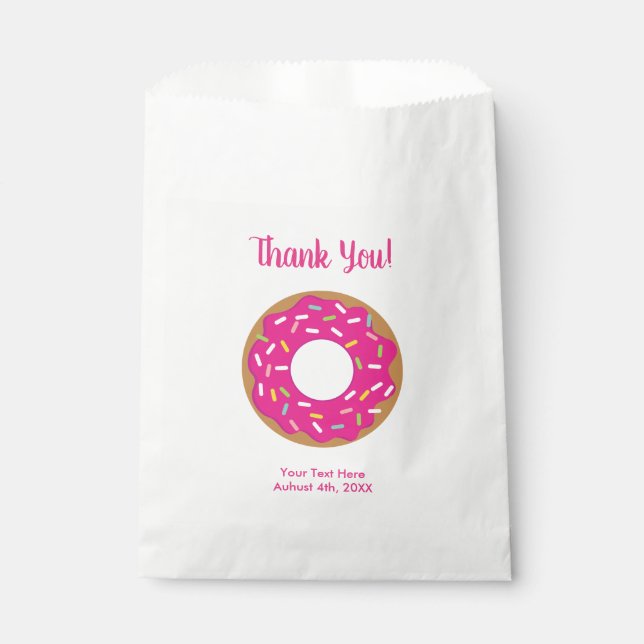 Cute pink doughnut Birthday thank you party favour Bag (Front)