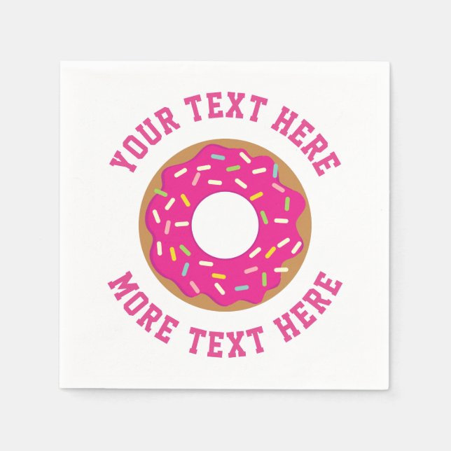Cute pink doughnut custom Birthday party napkins (Front)