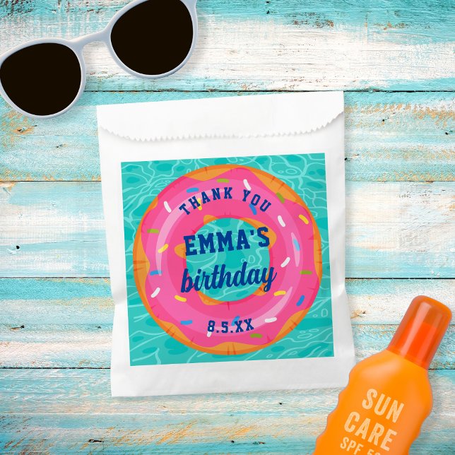 Cute Pink Doughnut Inner Tube Pool Party Birthday Favour Bag (Creator Uploaded)