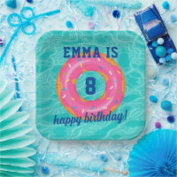 Cute Pink Doughnut Inner Tube Pool Party Birthday