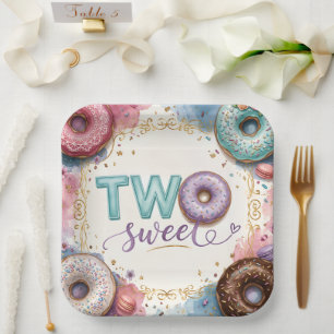 Cute Pink Doughnut Theme Paper Plate