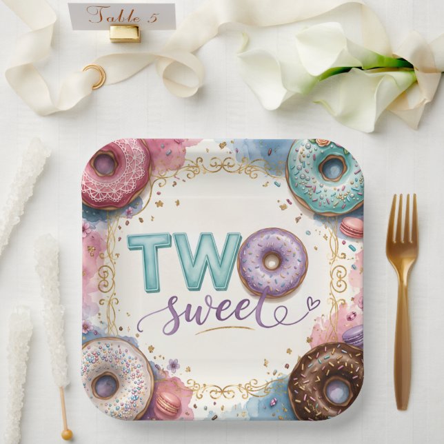 Cute Pink Doughnut Theme Paper Plate (Wedding)
