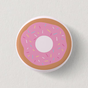 Cute Pink Doughnut with Sprinkles Button