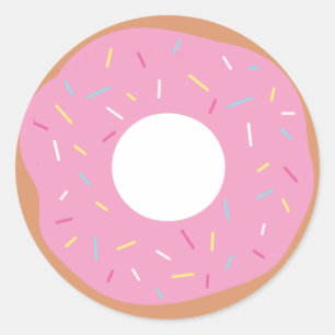 Cute Pink Doughnut with Sprinkles Classic Round Sticker