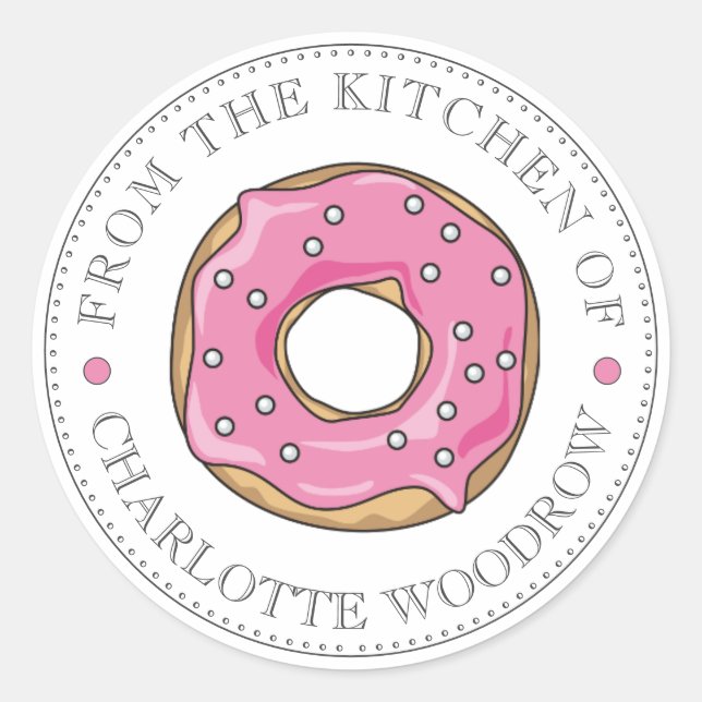 Cute Pink Doughnut With Sprinkles Dessert Classic Round Sticker (Front)