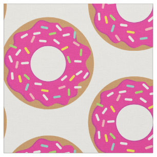 Cute pink doughnut with sprinkles pattern fabric