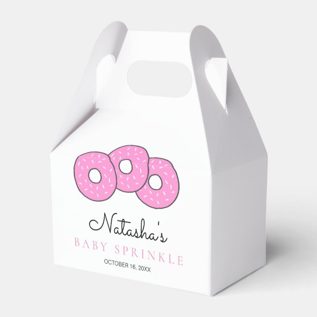 Cute Pink Doughnuts 2nd Baby Sprinkle Shower Favour Box (Front Side)