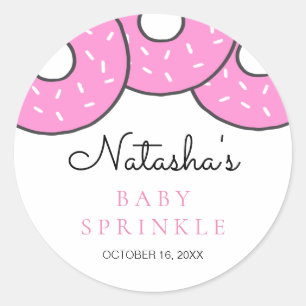 Cute Pink Doughnuts Baby Shower Sprinkle Classic Round Sticker