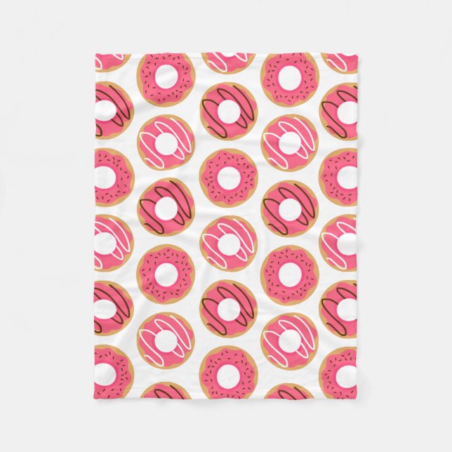 Cute Pink Doughnuts Pattern Fleece Blanket (Front)