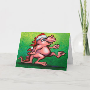 Cute Pink Dragon Christmas Card