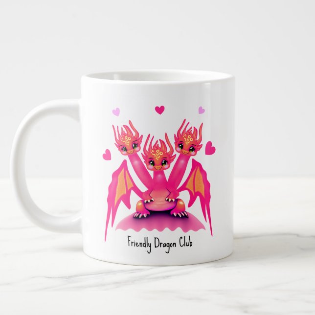 Cute pink dragons large coffee mug (Left)