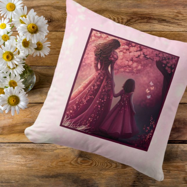 Cute Pink Dress Mum Daughter Quote Unique  Cushion (Creator Uploaded)