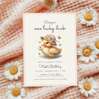 Cute Pink Duck Baby Girl First Birthday