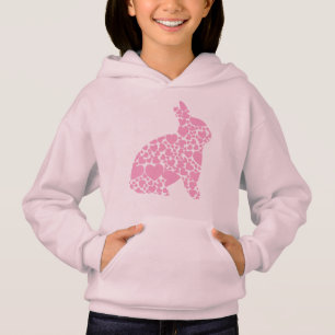 Cute pink Easter bunny hearts cartoon