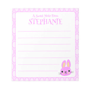 Cute Pink Easter Bunny Lined Notepad