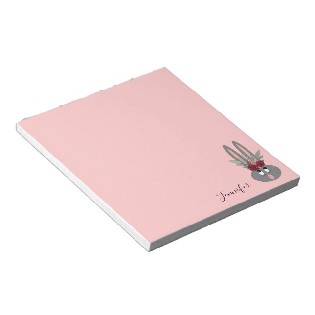 Cute Pink Easter Bunny Personalised Notepad (Angled)