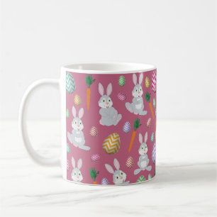 Cute Pink Easter Bunny Rabbit Pattern Coffee Mug