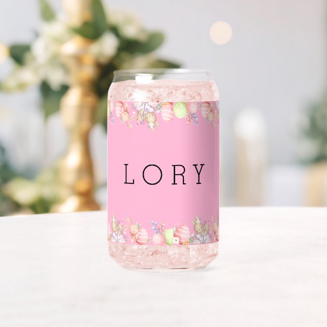 Cute Pink Easter Can Glass (Insitu (Wedding))