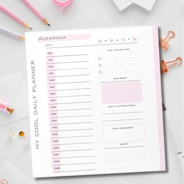 Cute Pink Editable Tear Away Daily Planner  Notepad (Creator Uploaded)