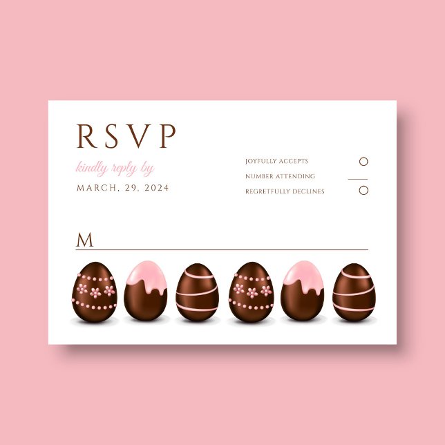 Cute Pink Eggs Easter Party RSVP Card (Cute Pink Eggs Easter Party RSVP Card)