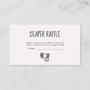 Cute pink elephant Baby shower diaper raffle Enclosure Card