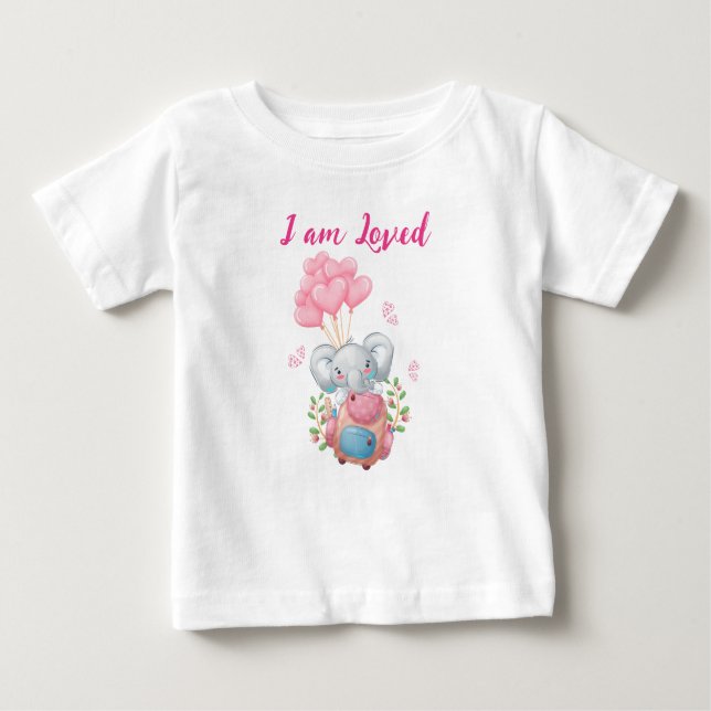 Cute Pink Elephant  Baby T-Shirt (Front)