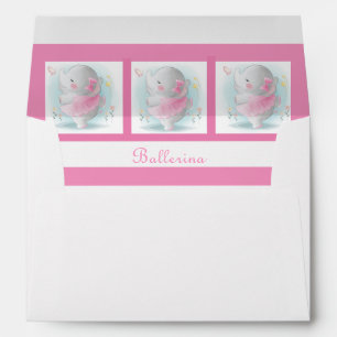 Cute Pink Elephant Ballerina Baby Shower Envelope