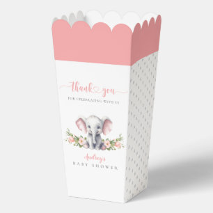 Cute Pink Elephant Floral Baby Girl Shower Favour Box