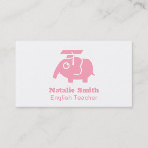 Cute Pink Elephant Graduate Hat Kids Teacher Calling Card