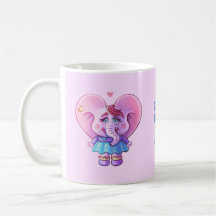 Cute Pink Elephant In Love ( with your Name)