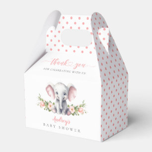 Cute Pink Elephant Little Peanut Baby Girl Shower Favour Box
