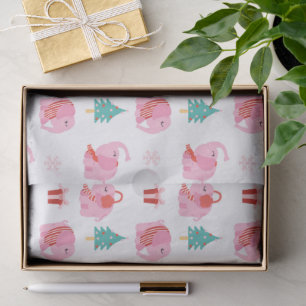 Cute Pink Elephant Modern Christmas Holidays Tissue Paper