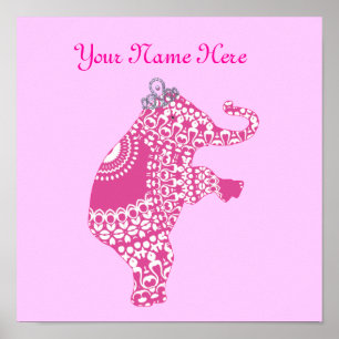 Cute Pink Elephant Personalised Baby Nursery Decor