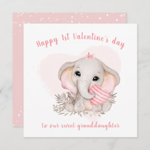 Cute Pink Elephant Valentine's day Card
