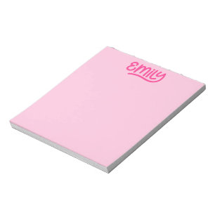 Cute Pink Emily Handwriting Typography Notepad