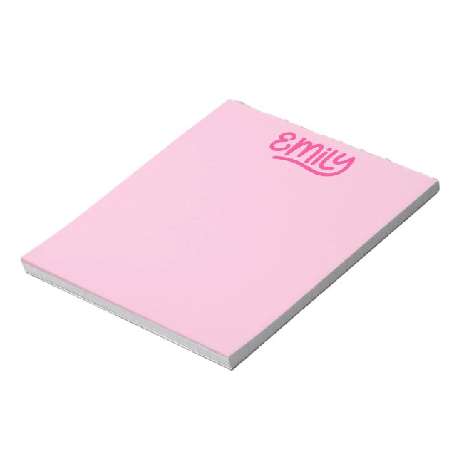 Cute Pink Emily Handwriting Typography Notepad (Rotated)